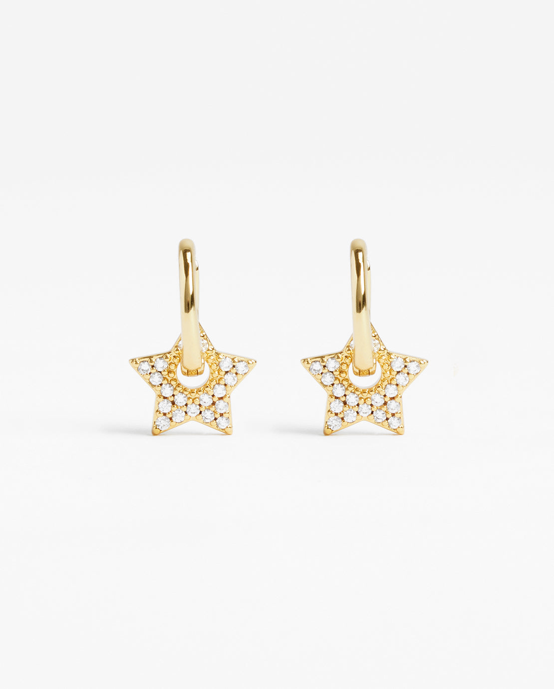 Iced Star Charm Huggie Earrings - Gold