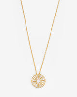 Iced Starburst Coin Necklace - Gold