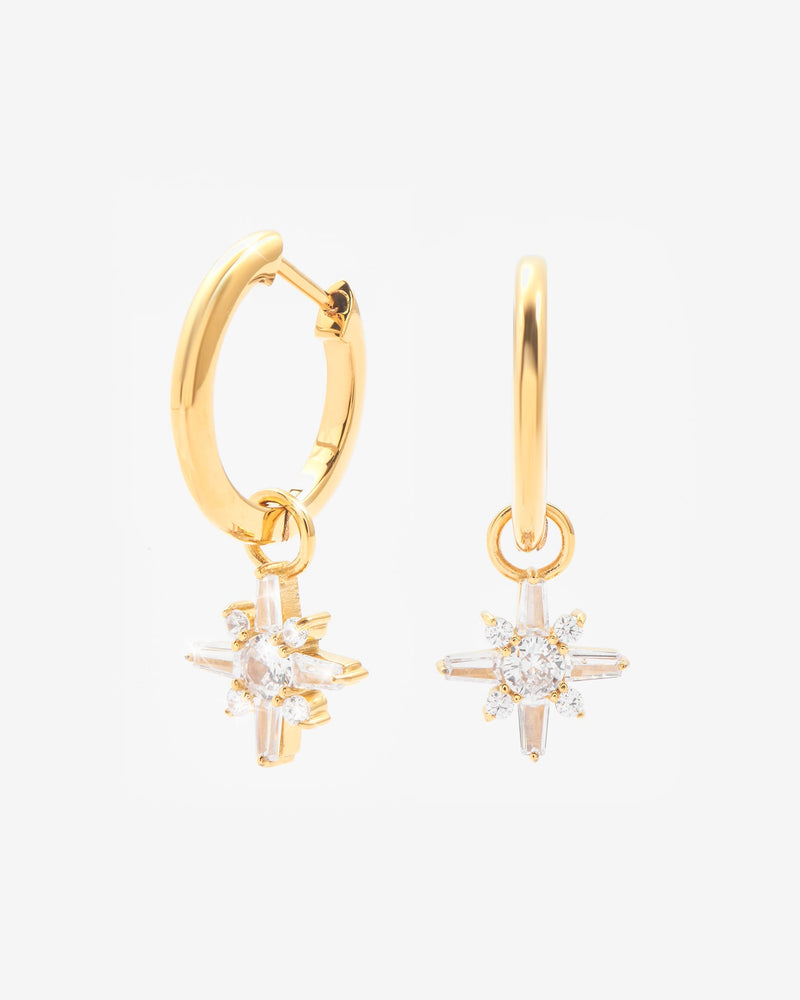 Iced Snowflake Earrings - Gold