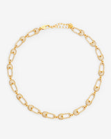 Iced Safety Pin Allway Necklace - Gold