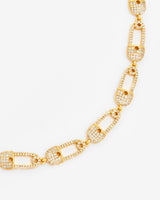 Iced Safety Pin Allway Necklace - Gold