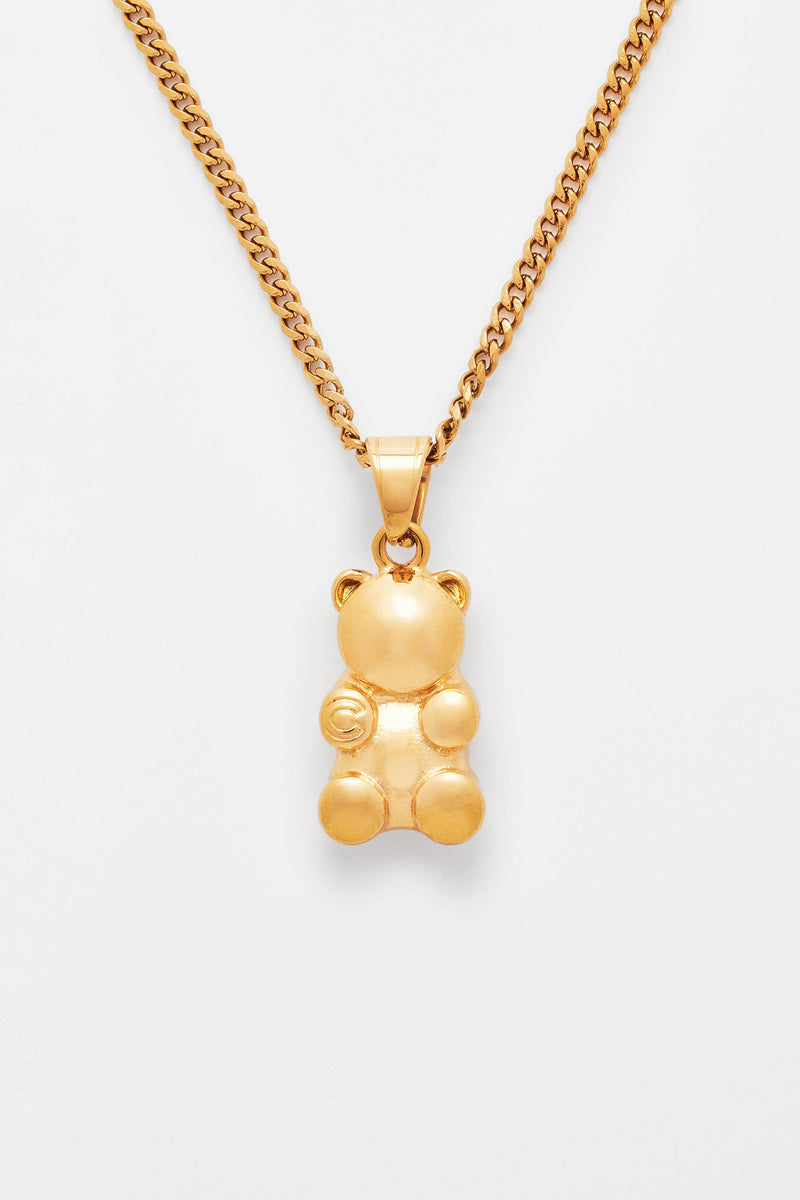 3mm Cernucci Bear Cuban Chain Necklace - Gold