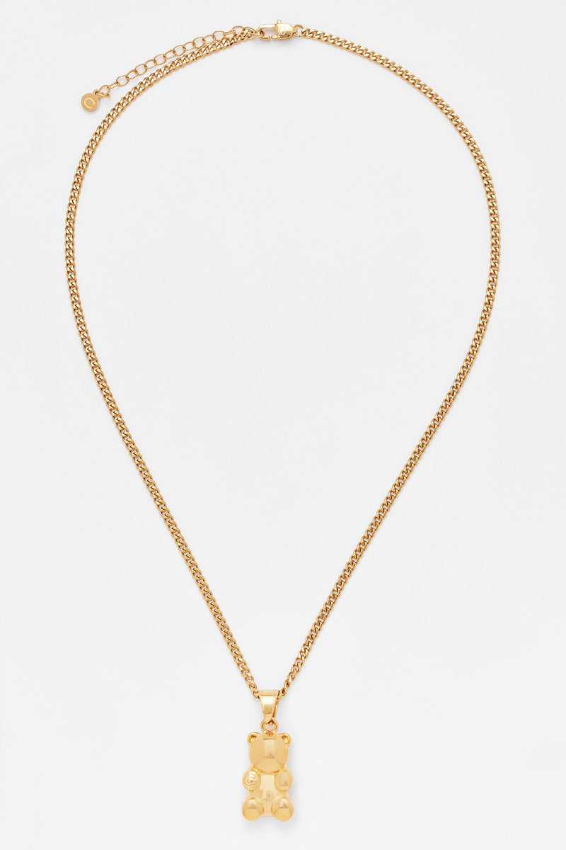 3mm Cernucci Bear Cuban Chain Necklace - Gold