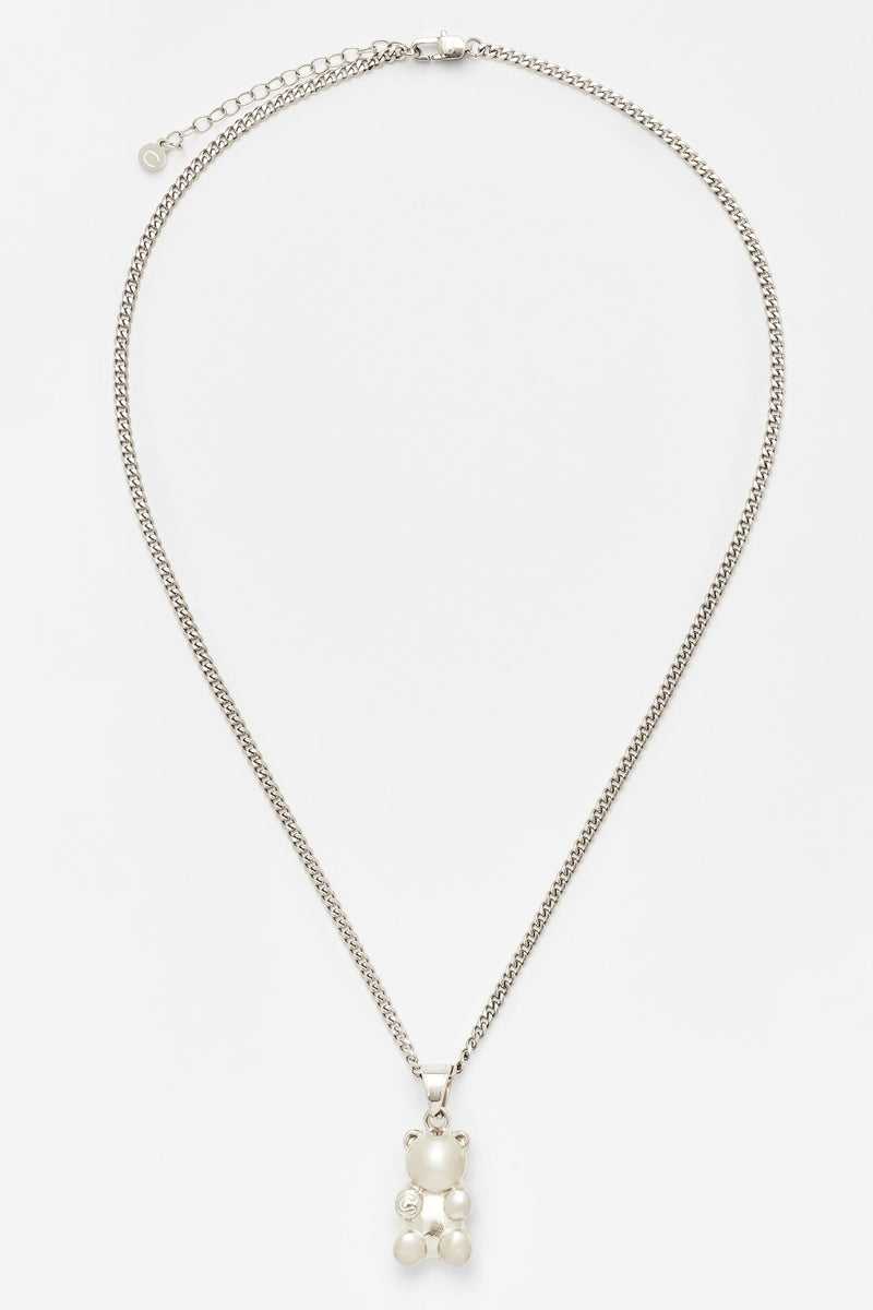3mm Cernucci Bear Cuban Chain Necklace - White Gold