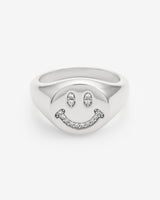 Iced Smile Face Signet Ring