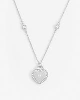 Iced Stone Heart Bezel Necklace