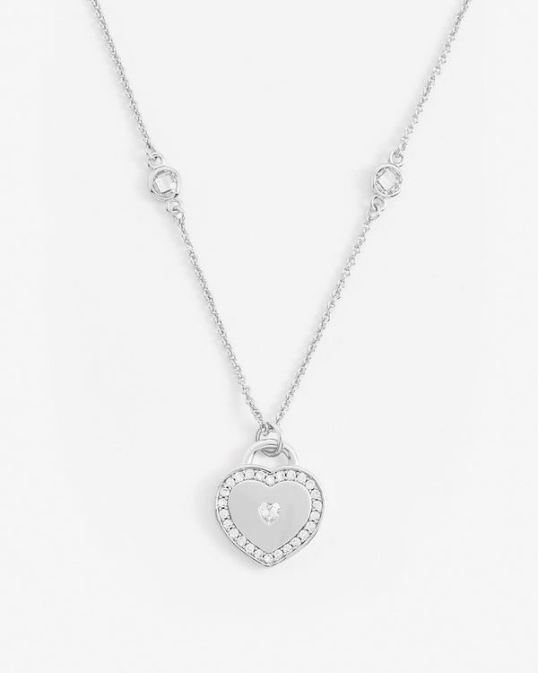 Iced Stone Heart Bezel Necklace