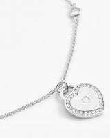 Iced Stone Heart Bezel Necklace - White Gold
