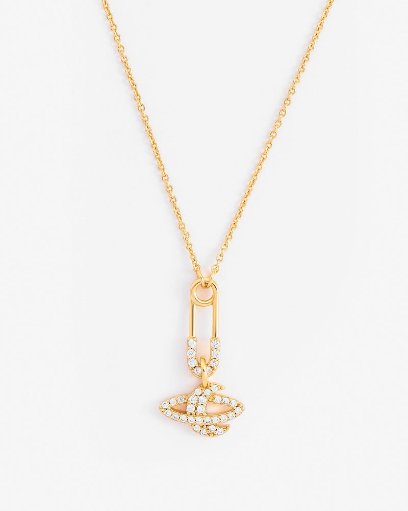 Iced Solar Planet Necklace - Gold