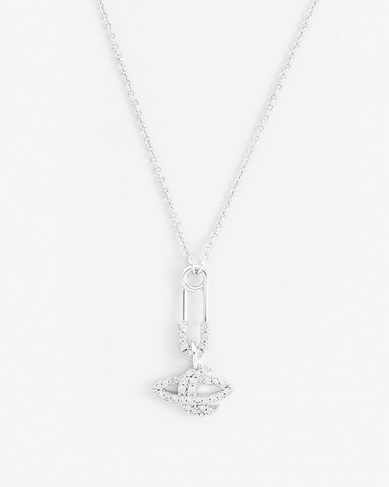 Iced Solar Planet Necklace - White Gold