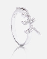 Iced Arabic "Patience" Ring - White Gold