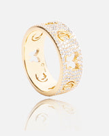 Iced Butterfly Band Ring - Gold
