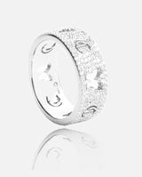 Iced Butterfly Band Ring - White Gold