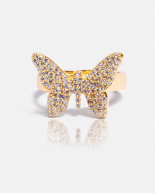 Iced Butterfly Ring - Gold