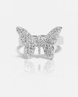 Iced Butterfly Ring - White Gold