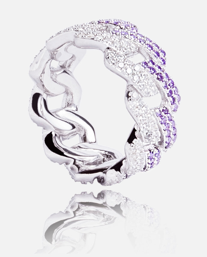 Iced Prong Cuban Ring - Half Purple