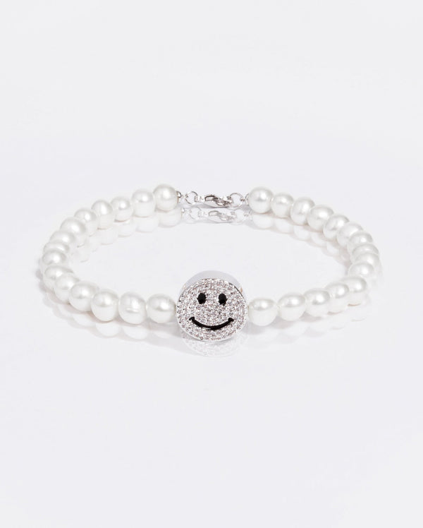 Iced Face Motif Freshwater Pearl Bracelet