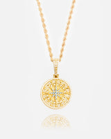 Iced Compass Pendant - Gold