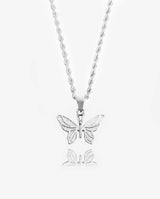 Butterfly Pendant - White Gold