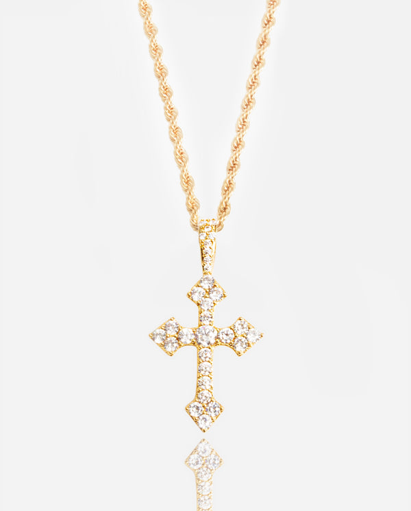 Iced Celtic Cross Pendant - Gold