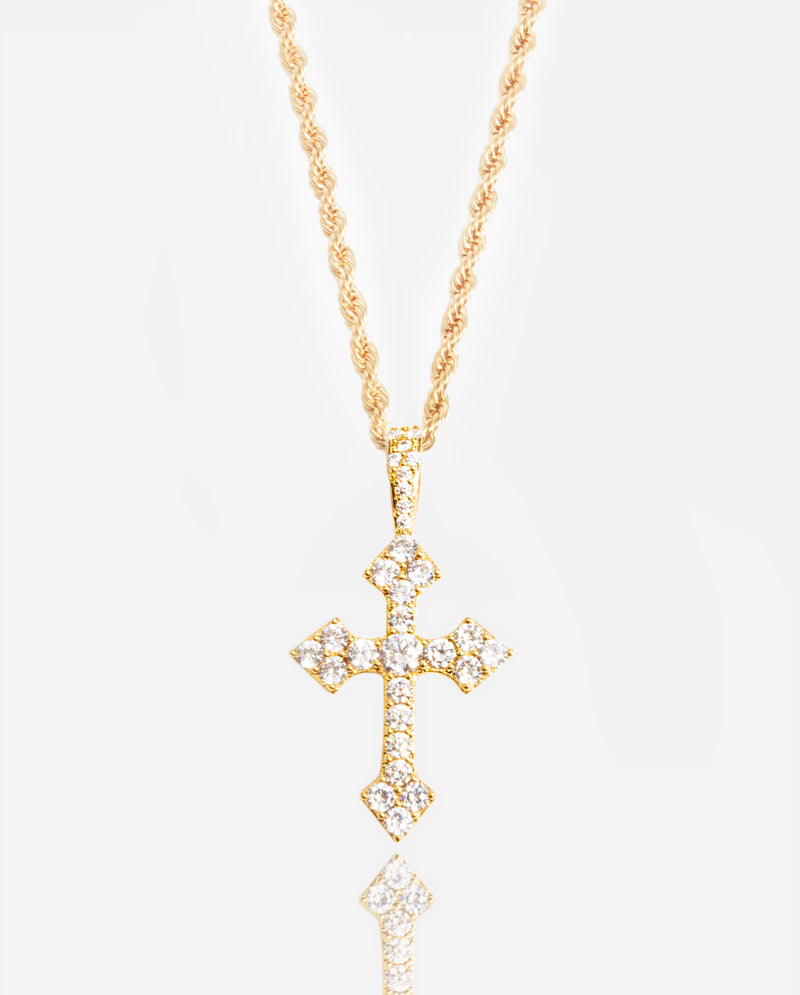 Iced Celtic Cross Pendant - Gold