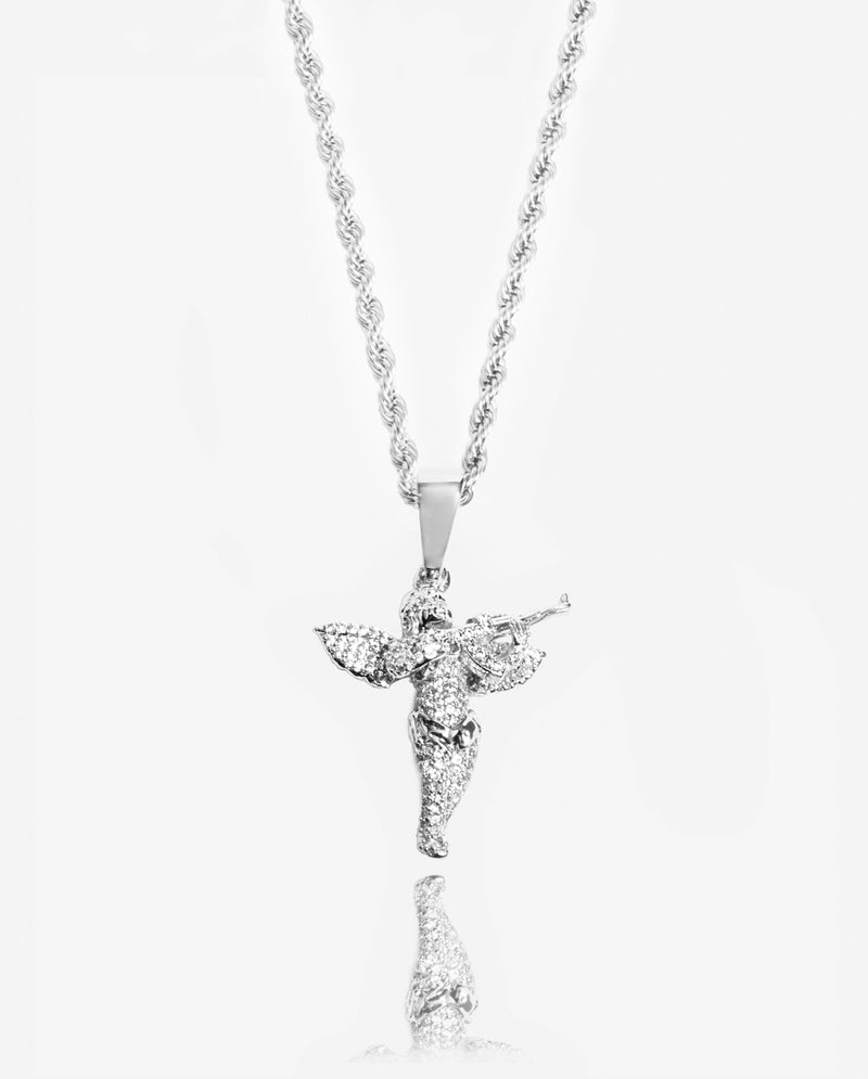 Iced Angel Gun Pendant