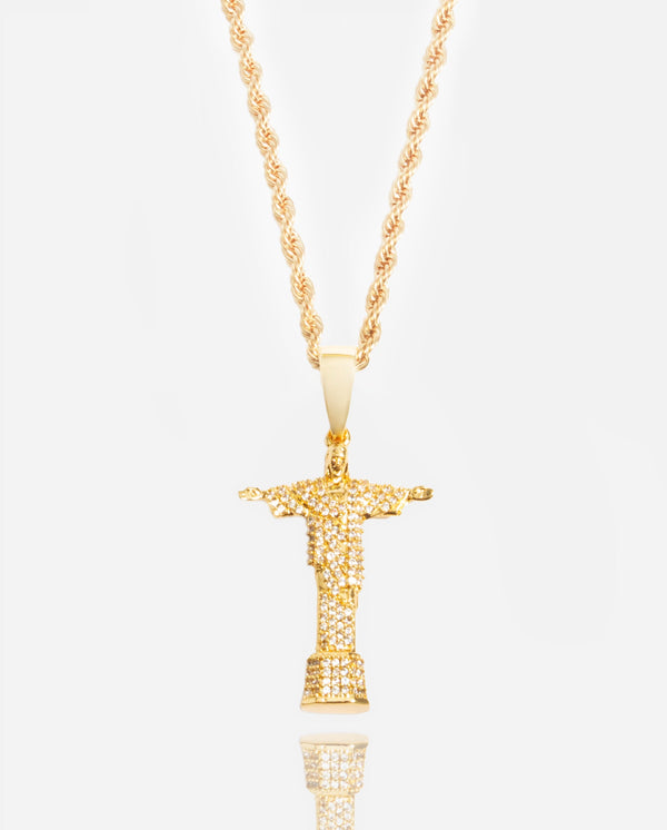 Iced Christ the Redeemer Pendant - Gold