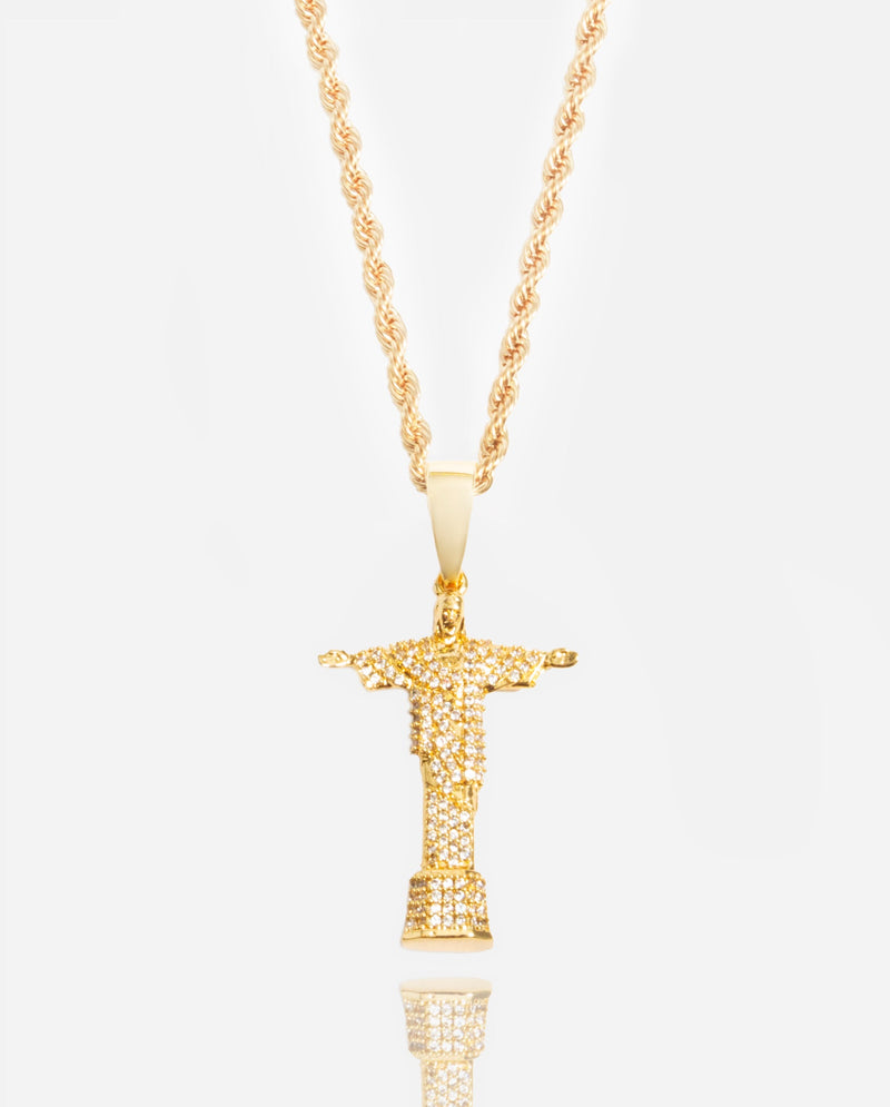 Iced Christ the Redeemer Pendant - Gold