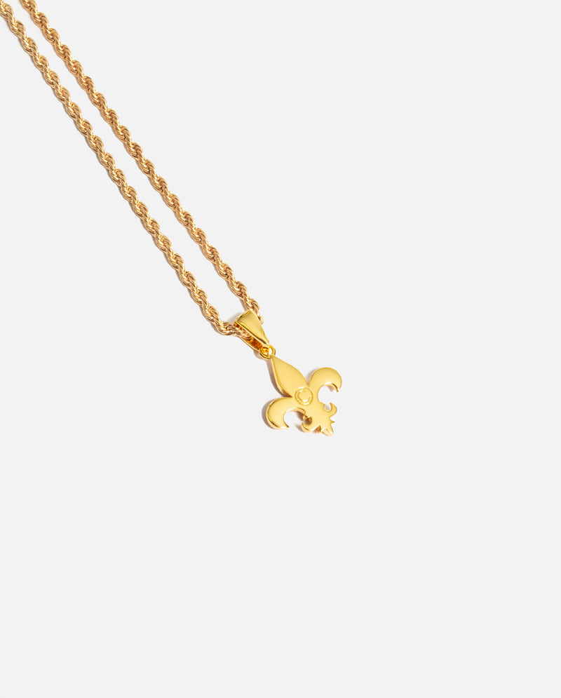 Iced Fleur-de-lis Pendant - Gold