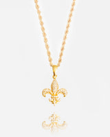 Iced Fleur-de-lis Pendant - Gold