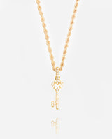 Iced Heart Key Pendant - Gold