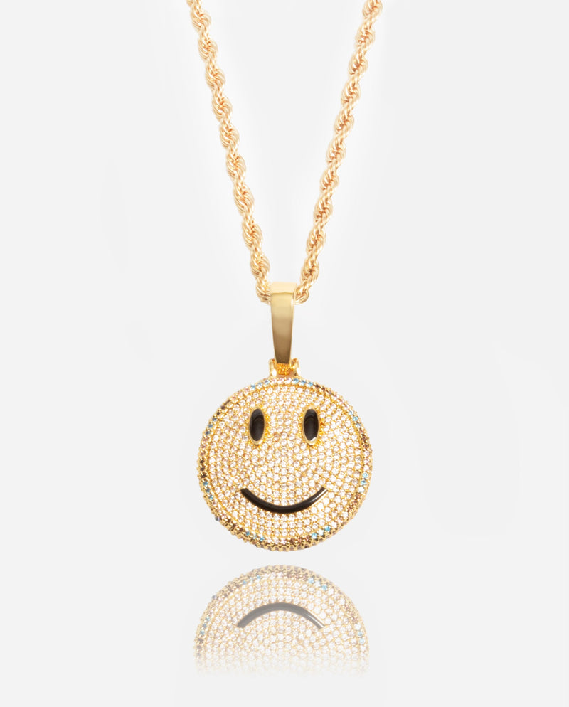 Iced Face Motif Pendant - Gold