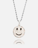 Iced Face Motif Pendant - White Gold