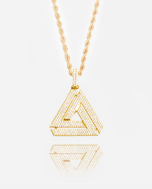 Iced Penrose Triangle Pendant - Gold
