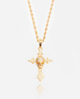 Iced Skull Cross Pendant - Gold