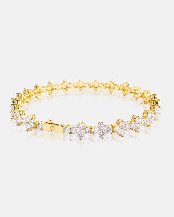 3mm Flower Tennis Bracelet - Gold