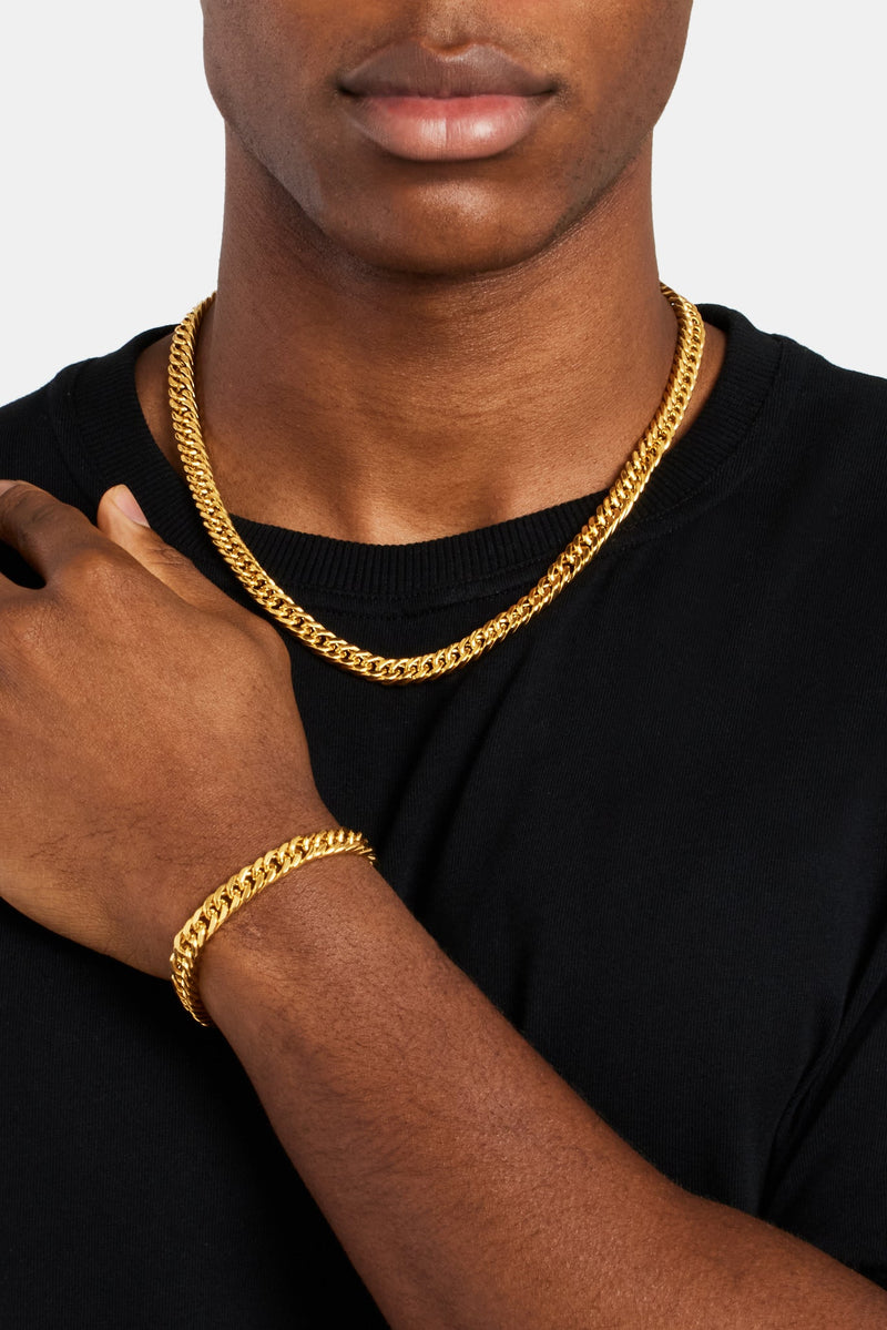 8mm Gold Plated Square Cuban Chain