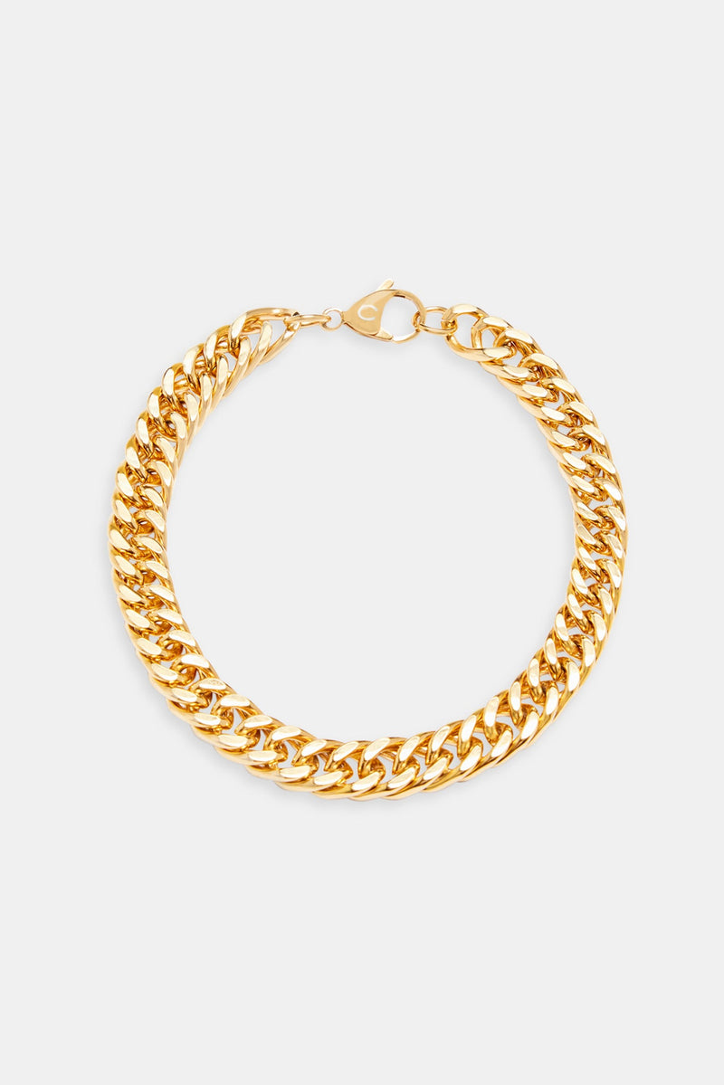 8mm Gold Plated Square Cuban Bracelet