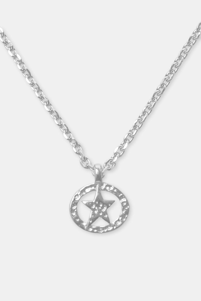 Star Outline Disc Pendant - White