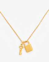 Lock And Key Necklace - Gold