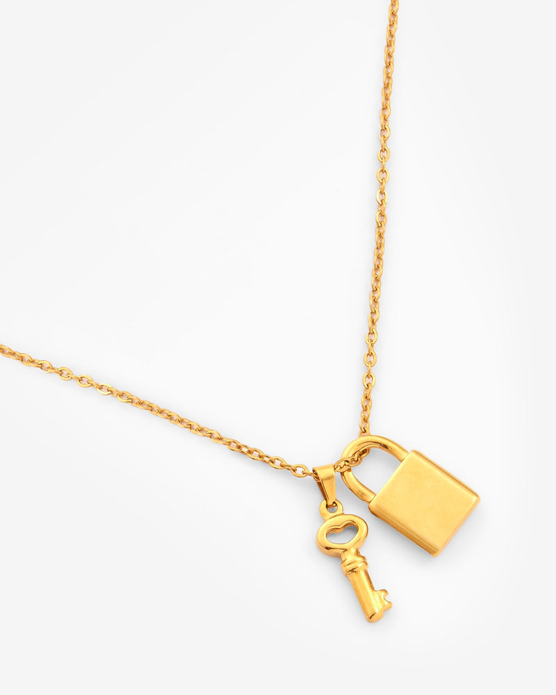 Lock And Key Necklace - Gold
