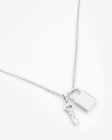 Lock And Key Necklace - White Gold