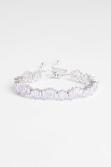 Lilac Iced Cluster Toggle Bracelet - White Gold