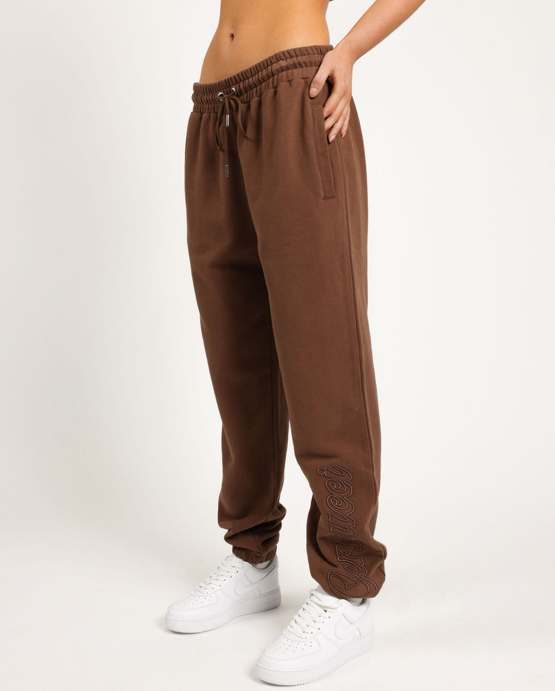 Cernucci Embroidered Jogger - Chocolate