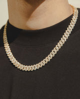10mm Iced Prong Link Chain - Gold