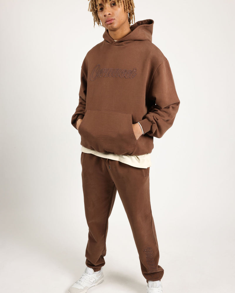 Cernucci Embroidered Jogger - Chocolate