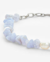 Lilac Organic Bead And Pearl Mix Bracelet - White Gold
