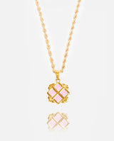 Pale Pink Royal Cross Pendant - Gold