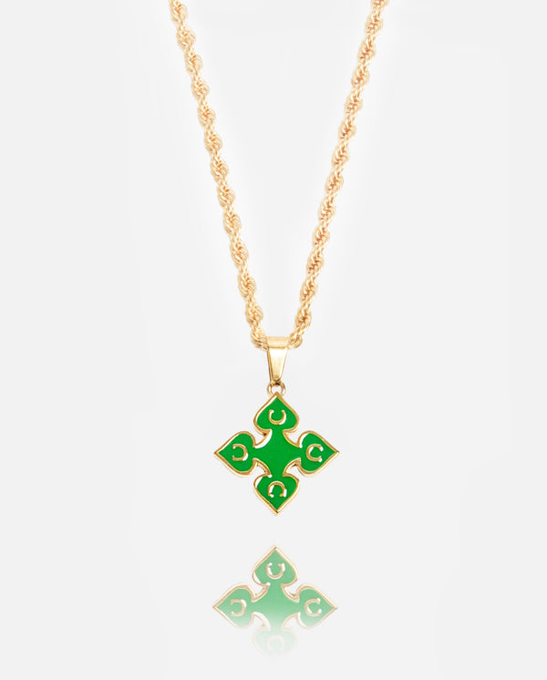 Green Spade Pendant - Gold