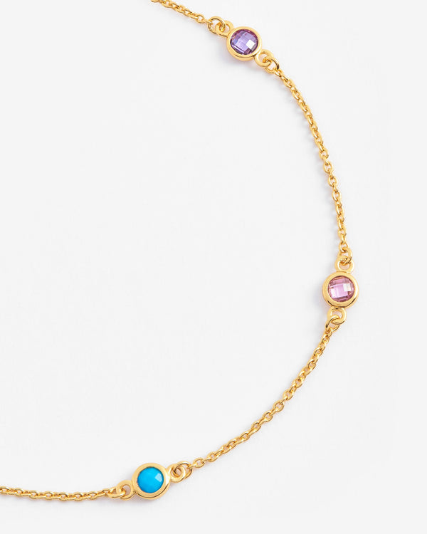 Multicolour Bezel Stone Bracelet - Gold